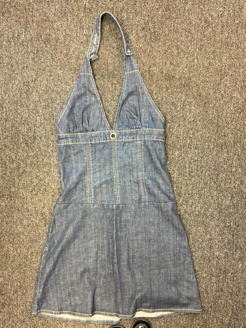 Vintage Y2K Rocawear blue denim halter dress M